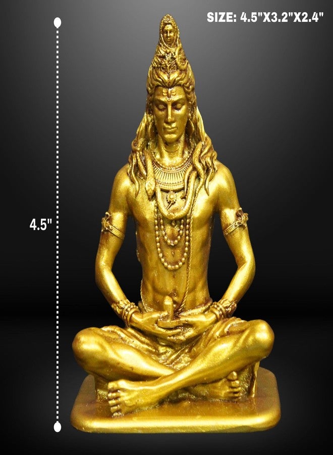 NEEANN Shankar Bholenath Shiva Murti-4.5 Inch Shiv Ji Idol Material Polystone-Colour Brass, Copper, Silver -Perfect Statue for Car Dashboard Home and Office Decor Indian God AdiYogi Small Size (Brass) - Image 2